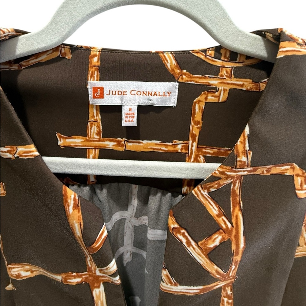 🍫 Jude Connally Kerry Swing Dress – Bamboo Chinoiserie – Size S - Picture 3 of 5